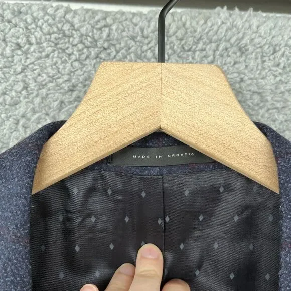 Hugo Boss Blazer Mens 46 R Super 110 Croatia 3 Button Blue Plaid Reda - Picture 7 of 16